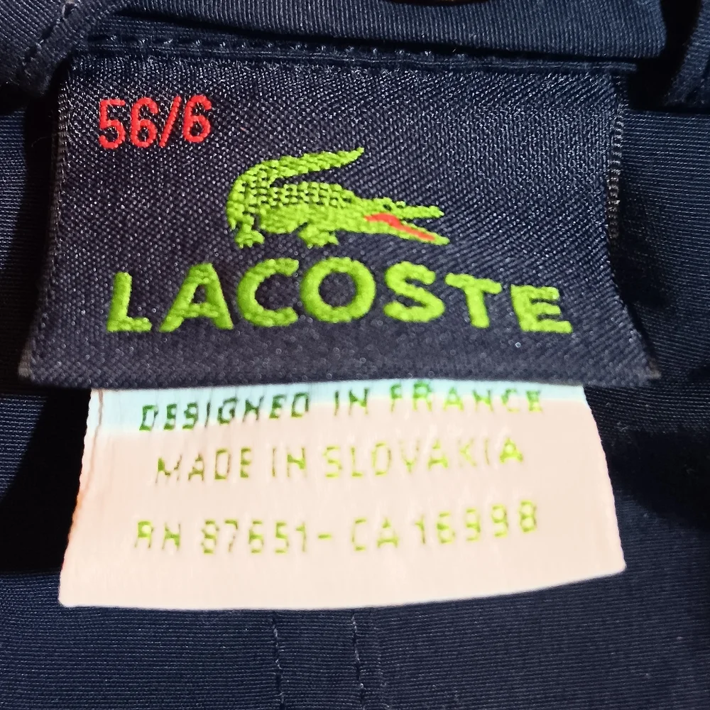 Lacoste Mens L/XL 56/6 Jacket Navy Blue Nylon Zippered Preppy